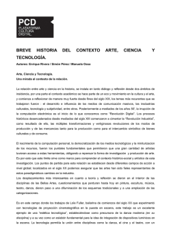 BREVE HISTORIA DEL CONTEXTO ARTE, CIENCIA Y TECNOLOG&Iacute;A.