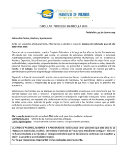 Circular Proceso de Matricula 2016