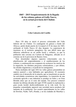 1865 &ndash; 2015 Sesquicentenario de la llegada de los colonos galeses
