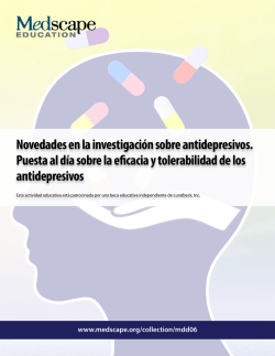 Novedades en la investigaci&oacute;n sobre antidepresivos. Puesta al d&iacute;a