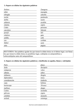 EJERCICIOS SILABAS, TILDES COMPLETO