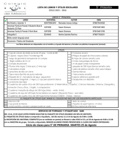 Inicio de clases para 5&deg; DE PRIMARIA MARTES 25