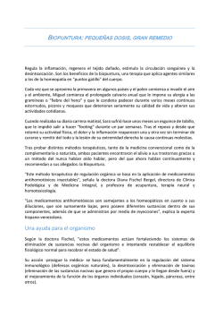 Biopuntura: peque&ntilde;as dosis, gran remedio
