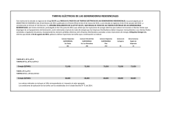 Valores Tarifas de las Generadoras Residenciales (Net billing)