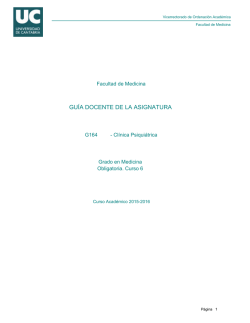 Gu&iacute;a docente de la asignatura: Cl&iacute;nica Psiqui&aacute;trica
