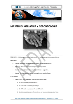 MASTER EN GERIATRIA Y GERONTOLOGIA