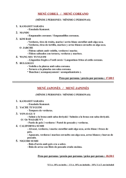 MEN&Uacute; CORE&Agrave; / MEN&Uacute; COREANO