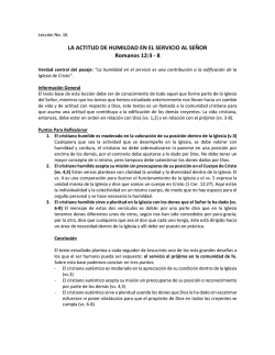 LA ACTITUD DE HUMILDAD EN EL SERVICIO AL SE&Ntilde;OR