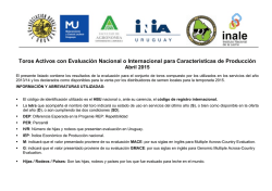 Toros Activos con Evaluaci&oacute;n Nacional o Internacional para