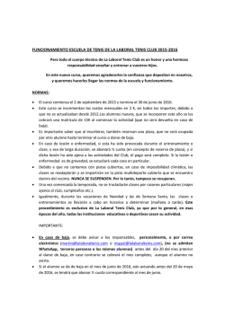 funcionamiento escuela de tenis de la laboral tenis club 2015-2016