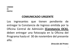 COMUNICADO URGENTE Los ingresantes que tienen pendiente