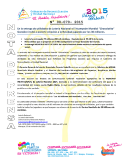 N&deg; 00-070- 2015 - Loteria Nacional de Nicaragua