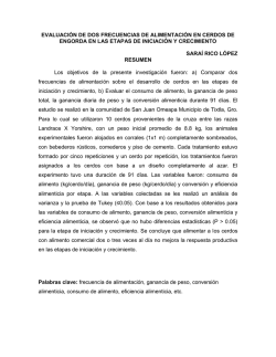 evaluaci&oacute;n de dos frecuencias de alimentaci&oacute;n en cerdos