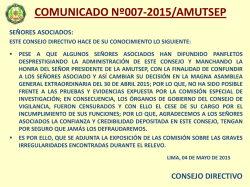 Comunicado N&ordm; 007-2015/AMUTSEP: Informe de la Comisi&oacute;n