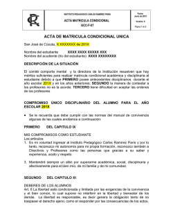 ACTA DE MATRICULA CONDICIONAL UNICA