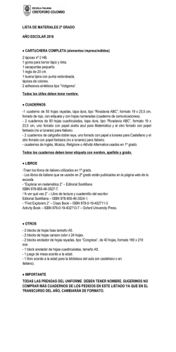 lista de materiales 2&ordm; grado - Escuela Italiana Cristoforo Colombo