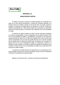 BORME Anuncio de reducci&oacute;n de capital NOUTEME