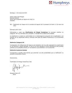 Santiago, 11 de marzo de 2015 Se&ntilde;or Carlos Celis Morgan Gerente