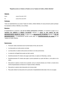 &ldquo;MegaDescuentos en Hoteles en Roat&aacute;n con tus Tarjetas de Cr&eacute;dito