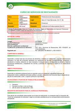CURSO DE SERVICIOS DE RESTAURANTE