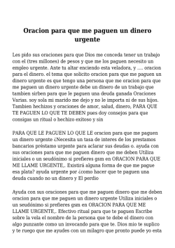 Oracion para que me paguen un dinero urgente