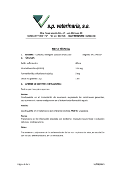 FICHA T&Eacute;CNICA TOLFEDOL, 40 mg/ml Soluci&oacute;n