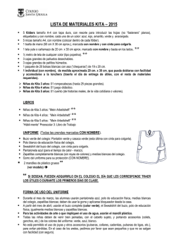 LISTA DE MATERIALES KITA &ndash; 2015 ** **