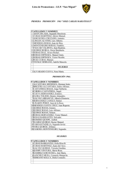 Lista de Promociones - I.E.P. &ldquo;San Miguel&rdquo;