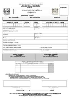 Hoja de Datos para Reinscripci&oacute;n 5&deg; Turno Vespertino
