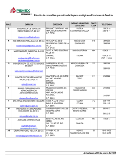 Relaci&oacute;n de compa&ntilde;&iacute;as que realizan la limpieza