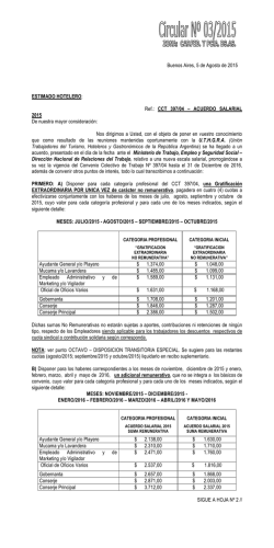 ACUERDO SALARIAL 2015 De nuestra mayor consideraci&oacute;n