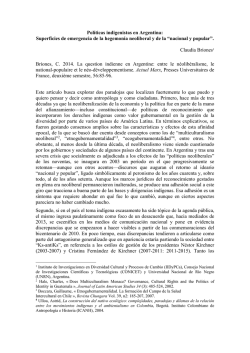 Pol&iacute;ticas indigenistas en Argentina: Superficies de emergencia de la