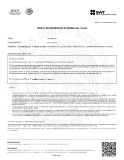 Opini&oacute;n del Cumplimiento de Obligaciones Fiscales Folio: Clave de