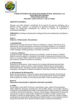 CURSO INTENSIVO DE GEOLOG&Iacute;A ESTRUCTURAL APLICADA A
