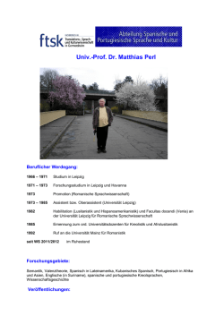 Univ.-Prof. Dr. Matthias Perl - Johannes Gutenberg