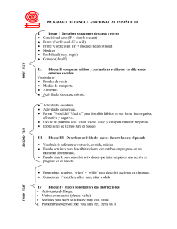 PROGRAMA DE LENGUA ADICIONAL AL ESPA&Ntilde;OL III I. Boque I
