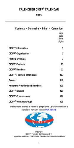 CIOFF&reg; Festivals Calendar 2015