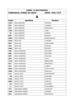 LIBRO 12 BAUTIZADOS PARROQUIA: POBRA DO DEAN A&Ntilde;OS