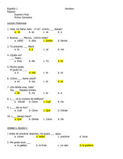 Examen Final Primer Semestre Lecci&oacute;n Preliminar 1. Hola, me