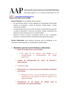 Beneficios para los socios titulares y adherentes