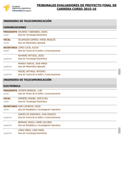 Tribunales evaluadores para el curso 2015-2016