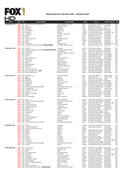Programaci&oacute;n Fox 1 HD, Este, Oeste - Noviembre 2015