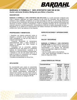 BARDAHL &reg; FORMULA 1 100% SYNTHETIC SAE 5W 40 SN