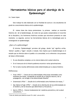 Herramientas b&aacute;sicas para el abordaje de la Epidemiolog&iacute;a*