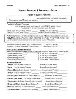 Spanish 1 - Subject Pronouns & Personality Traits