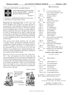 February 7, 2016 - All Saints Catholic Church