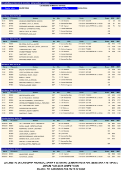 Inscritos - Federaci&oacute;n de Atletismo de Madrid