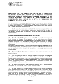 Convocatoria - Universidad Polit&eacute;cnica de Valencia
