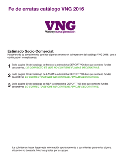 Fe de Erratas Cat&aacute;logo Impreso VNG 2016