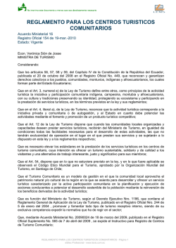 reglamento para los centros turisticos comunitarios